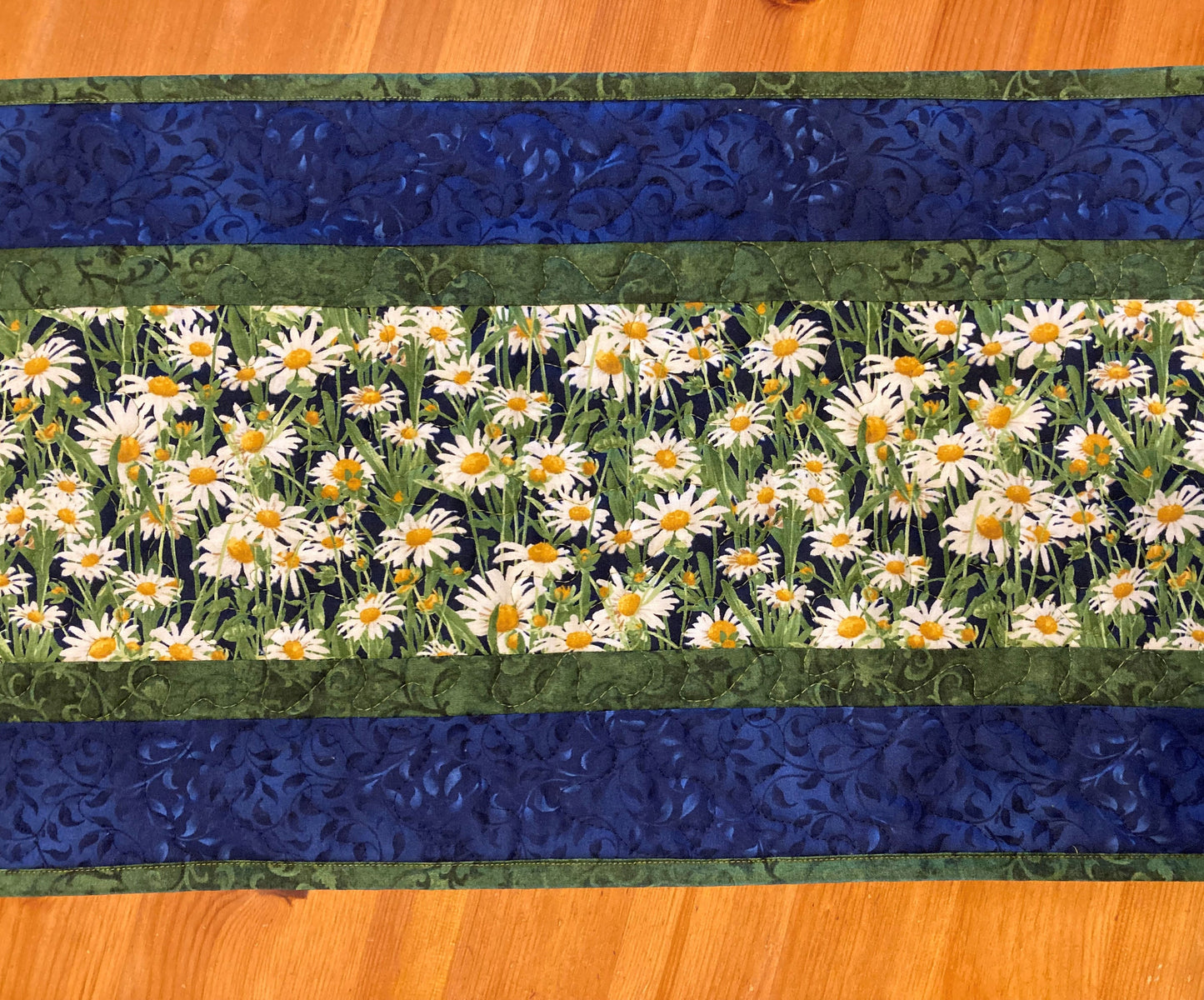 White Daisies Wildflower Quilted Table Runner+ Topper, Dining Room Coffee Table Reversible 13x48" Summer Runner End Table, Garden Everyday